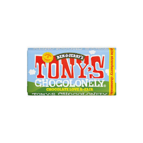 Tony's Chocolonely X Ben & Jerry White Strawberry Chocolate Cheesecake 180gram